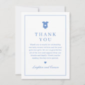 Eenvoudige Typografie Blauw Baby shower Bedankkaart (Voorkant)