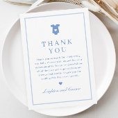 Eenvoudige Typografie Blauw Baby shower Bedankkaart