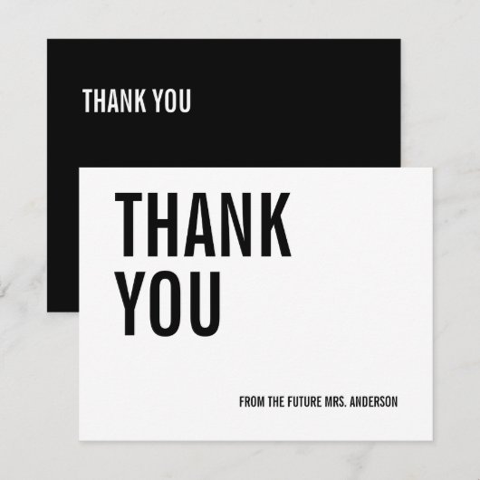 Eenvoudige Typografie Bridal Hartelijk dank Bedankkaart (Voorkant / Achterkant)