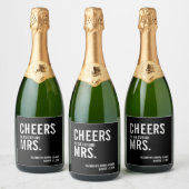 Eenvoudige typografie Bruidsuitnodiging Sparkling Wijnetiket (Flessen)