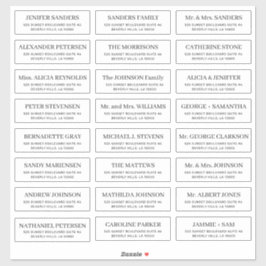 Eenvoudige typografie bruiloft gastenadressticker sticker