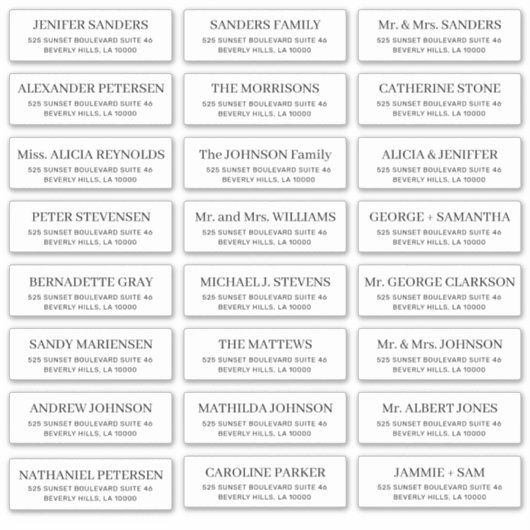 Eenvoudige typografie bruiloft gastenadressticker sticker (Voorkant)