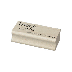 Eenvoudige typografie bruiloft koppel dank u rubberstempel