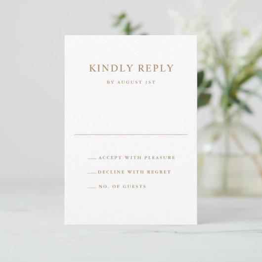 Eenvoudige typografie bruiloft RSVP kaartje (Staand voorkant)