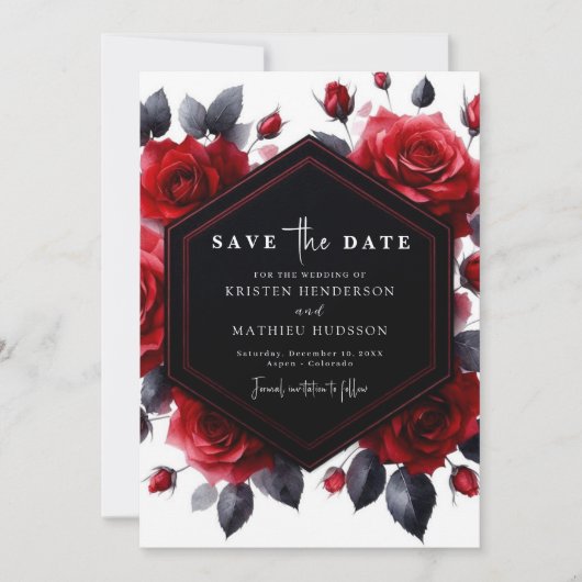 Eenvoudige Typografie Crimson Red Wedding Save The Date (Voorkant)