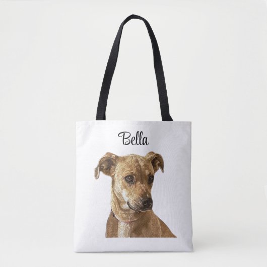 Eenvoudige Typografie Custom Dog Afbeelding Tote Bag (Voorkant)