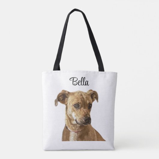 Eenvoudige Typografie Custom Dog Afbeelding Tote Bag (Achterkant)