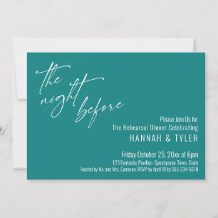 Eenvoudige typografie De Nacht Vooraf Teal Kaart