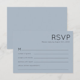 Eenvoudige Typografie Dusty Blue Wedding RSVP Kaartje