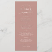 Eenvoudige Typografie Dusty Roos Wedding Menu (Voorkant)