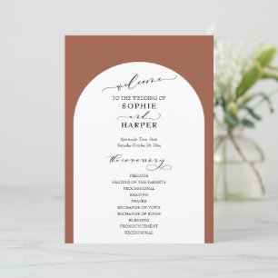 Eenvoudige Typografie, Elegant Arch op Terracotta Programmakaart