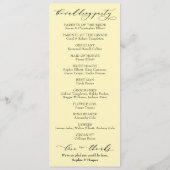 Eenvoudige Typografie, elegant Butter Yellow Programmakaart (Achterkant)