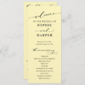 Eenvoudige Typografie, elegant Butter Yellow Programmakaart (Voorkant / Achterkant)