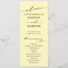 Eenvoudige Typografie, elegant Butter Yellow Programmakaart