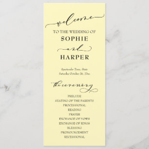 Eenvoudige Typografie, elegant Butter Yellow Programmakaart