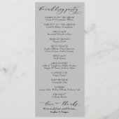 Eenvoudige Typografie, elegant grijs script Programmakaart (Achterkant)