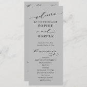 Eenvoudige Typografie, elegant grijs script Programmakaart (Voorkant / Achterkant)