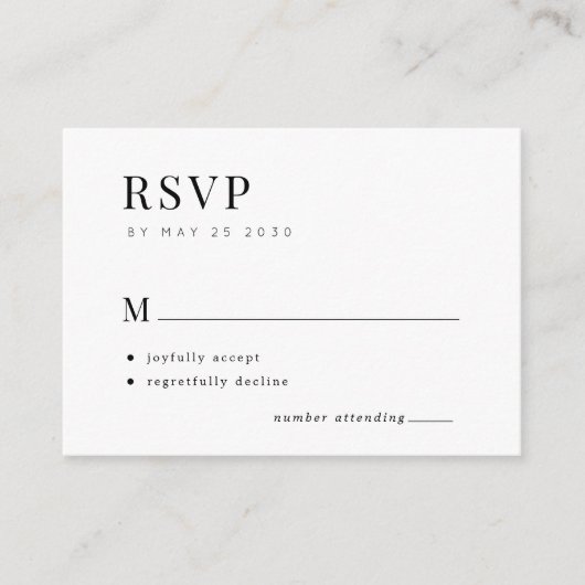 Eenvoudige typografie elegant minimale bruiloft RS Informatiekaartje (Voorkant)