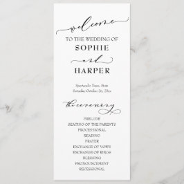 Eenvoudige typografie, elegant zwart-wit programma programmakaart