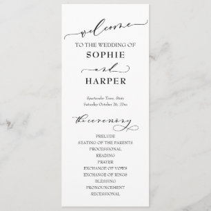 Eenvoudige typografie, elegant zwart-wit programma programmakaart