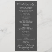 Eenvoudige Typografie, elegante kalligrafie grijs Programmakaart (Achterkant)