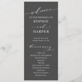 Eenvoudige Typografie, elegante kalligrafie grijs Programmakaart