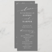 Eenvoudige Typografie, elegante kalligrafie grijs Programmakaart (Voorkant / Achterkant)