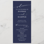 Eenvoudige Typografie, elegante kalligrafie Navy B Programmakaart (Voorkant)