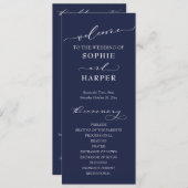 Eenvoudige Typografie, elegante kalligrafie Navy B Programmakaart (Voorkant / Achterkant)