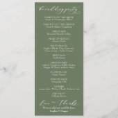 Eenvoudige Typografie, elegante kalligrafie Olive Programmakaart (Achterkant)