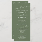 Eenvoudige Typografie, elegante kalligrafie Olive Programmakaart (Voorkant / Achterkant)