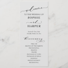 Eenvoudige typografie, elegante lichtgrijze tint programmakaart