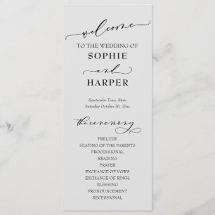 Eenvoudige typografie, elegante lichtgrijze tint programmakaart