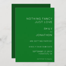 Eenvoudige Typografie Emerald Green Wedding Save t
