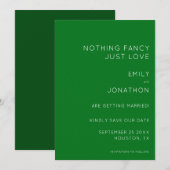 Eenvoudige Typografie Emerald Green Wedding Save t The Date (Voorkant / Achterkant)