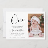 Eenvoudige Typografie Foto 1e Verjaardag Kaart (Voorkant)