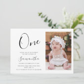 Eenvoudige Typografie Foto 1e Verjaardag Kaart (Staand voorkant)