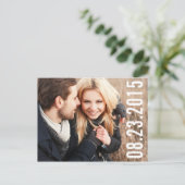 EENVOUDIGE TYPOGRAFIE | FOTO BESPAAR DE DATUM-BRIE AANKONDIGINGSKAART (Staand voorkant)