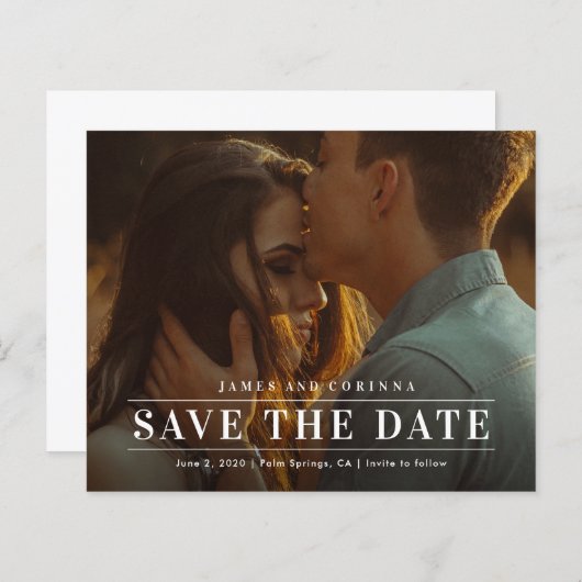 Eenvoudige Typografie Foto bruiloft bespaart datum (Voorkant / Achterkant)