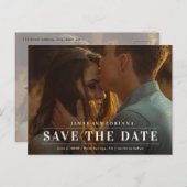 Eenvoudige Typografie Foto bruiloft bespaart datum Aankondigingskaart (Voorkant / Achterkant)