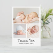 Eenvoudige Typografie Foto Grid Baby Boy Bedankkaart (Staand voorkant)