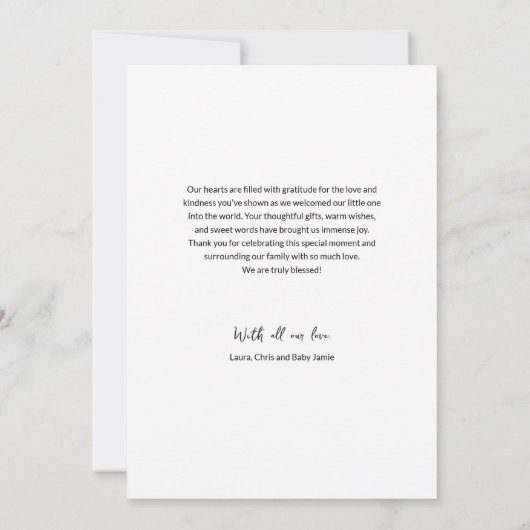 Eenvoudige Typografie Foto Grid Baby Boy Bedankkaart (Achterkant)