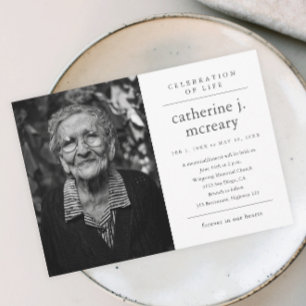 Eenvoudige Typografie Foto Memorial Funeral Kaart