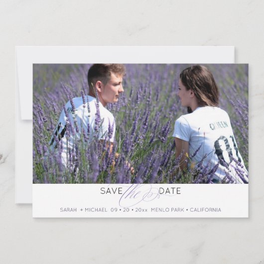 Eenvoudige Typografie Foto Save the Date (Voorkant)