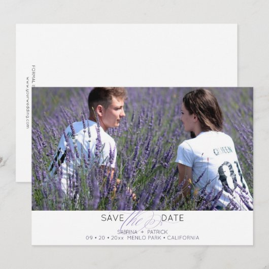 Eenvoudige Typografie Foto Save the Date (Voorkant / Achterkant)