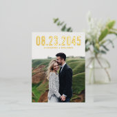 Eenvoudige Typografie Foto Save the Date Folie Uitnodiging Briefkaart (Staand Voorkant)