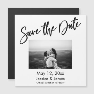 Eenvoudige typografie foto save the date magnetisc