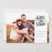 Eenvoudige Typografie Foto Weddenschap Save The Date (Voorkant)