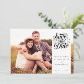 Eenvoudige Typografie Foto Weddenschap Save The Date (Staand voorkant)