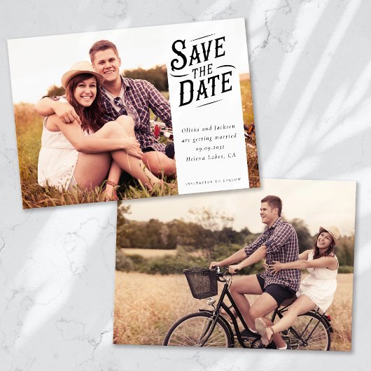 Eenvoudige Typografie Foto Weddenschap Save The Date